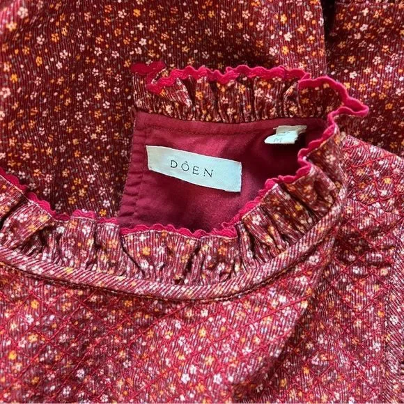 Doen Red Women's Floral Print Mountain Dress California Wildflower in Burgundy M - Picture 5 of 8